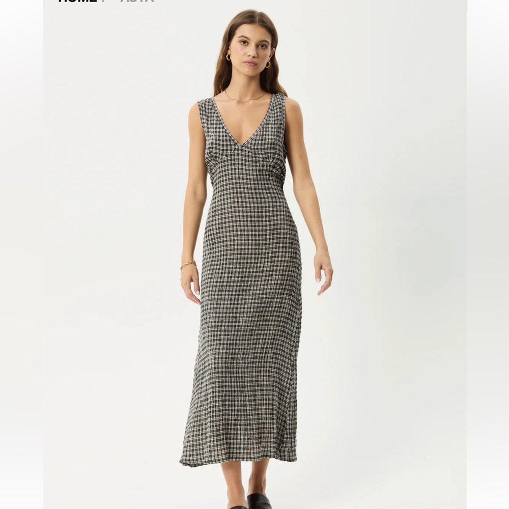 Afends black seersucker maxi dress NWT